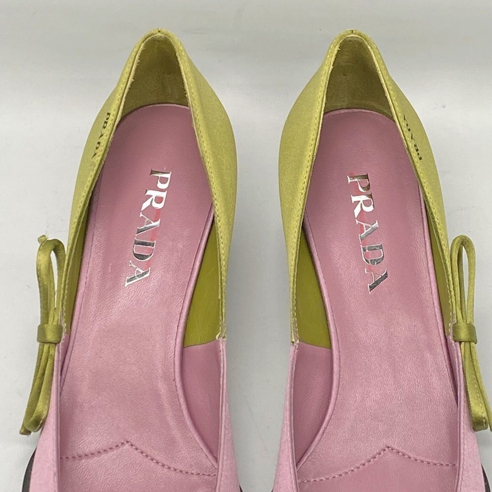 Prada Raso 50MM Colorblock Kitten Pumps size 38.5 - Picture 9 of 12